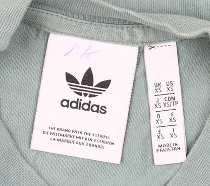 Adidas Men's Green XS Long Sleeve Crew Neck Cotton T-Shirt