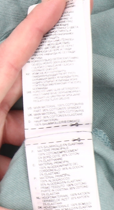 Adidas Men's Green XS Long Sleeve Crew Neck Cotton T-Shirt