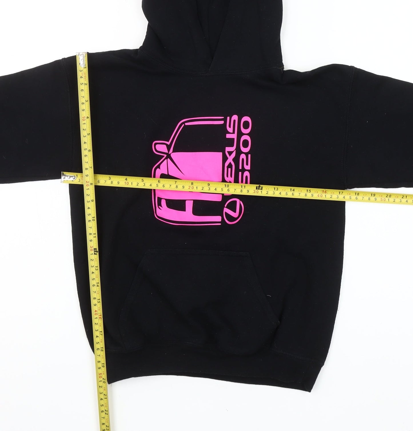 Gildan Girls Black Hoodie M Pullover Lexus IS200 Graphic Print Car Motif