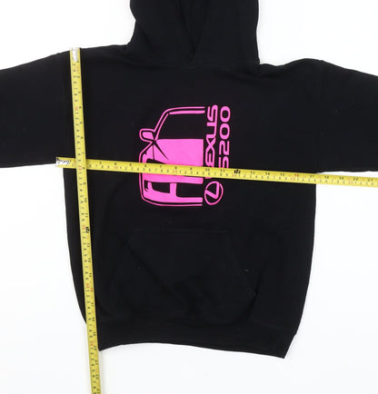 Gildan Girls Black Hoodie M Pullover Lexus IS200 Graphic Print Car Motif