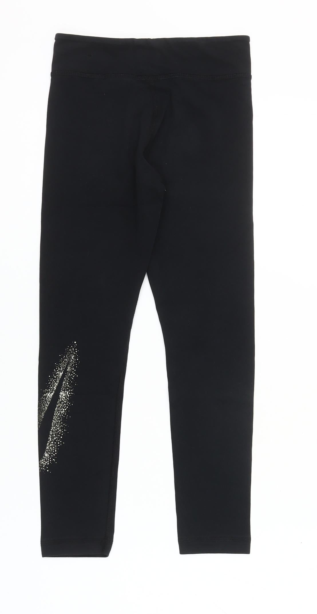 Nike Girls Black Ankle Leggings S 128-137cm Cotton Blend Activewear