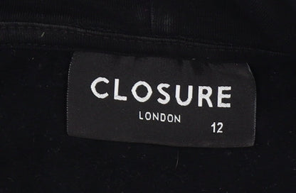 Closure London Womens Black Size 12 Cotton Pullover Hoodie