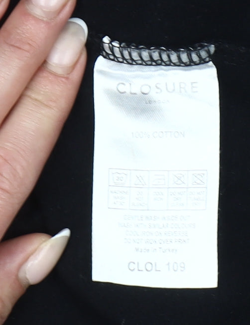 Closure London Womens Black Size 12 Cotton Pullover Hoodie