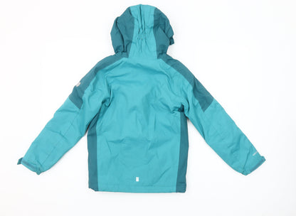 Regatta Girls Blue Waterproof Hooded Rain Coat Jacket 7-8 Years