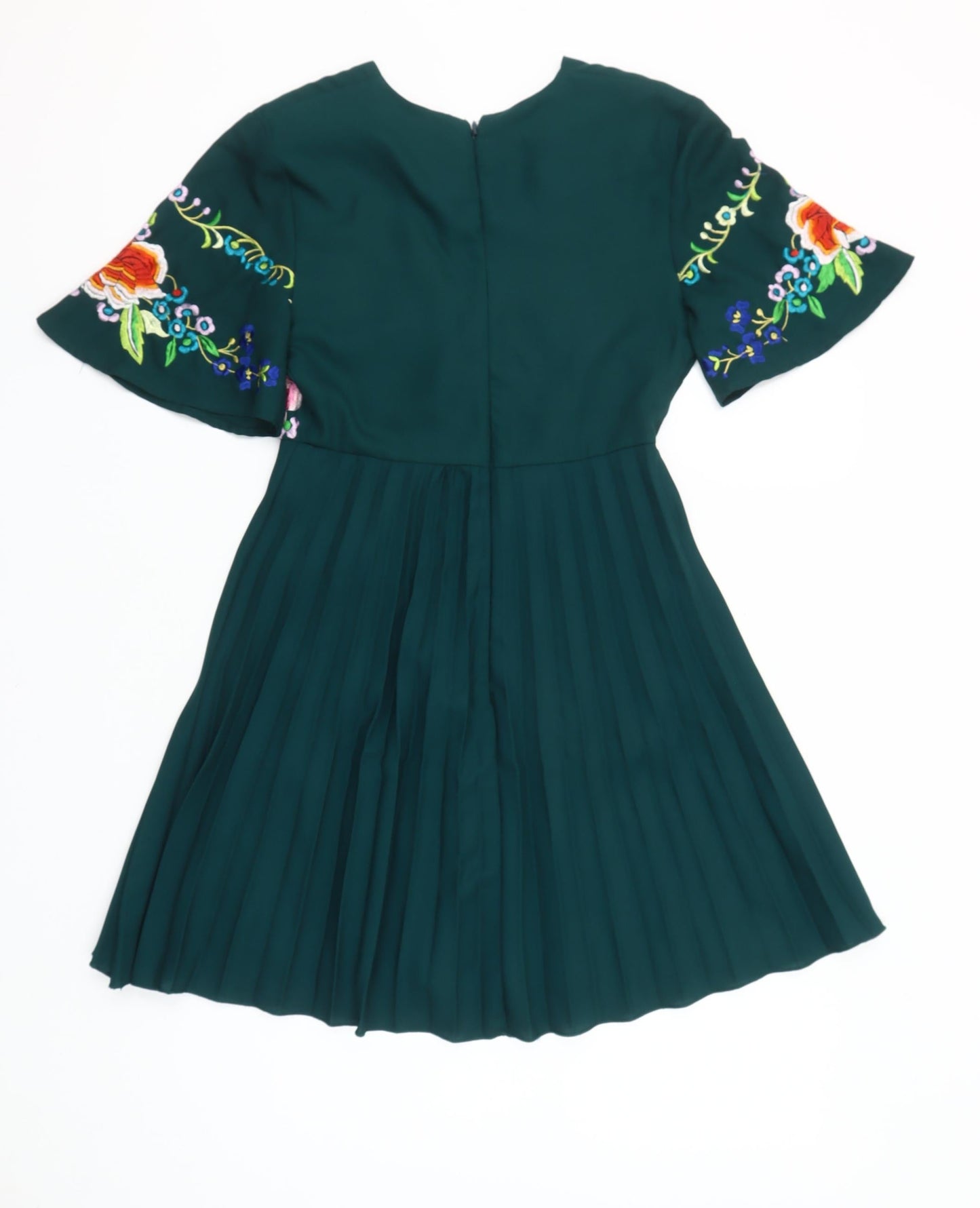 ASOS Women’s Green Floral Embroidered A-Line Dress Size 2