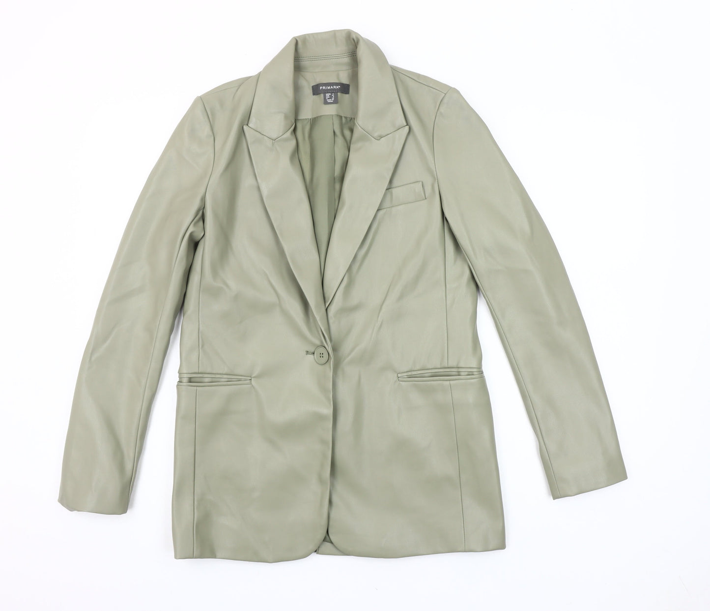 Primark Women’s Green Faux Leather Blazer Jacket Size 8