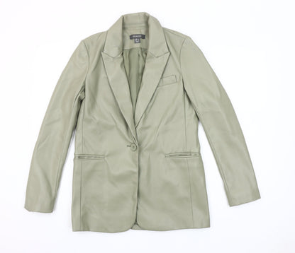 Primark Women’s Green Faux Leather Blazer Jacket Size 8