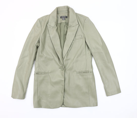 Primark Women’s Green Faux Leather Blazer Jacket Size 8