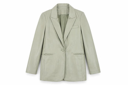 Primark Women’s Green Faux Leather Blazer Jacket Size 8