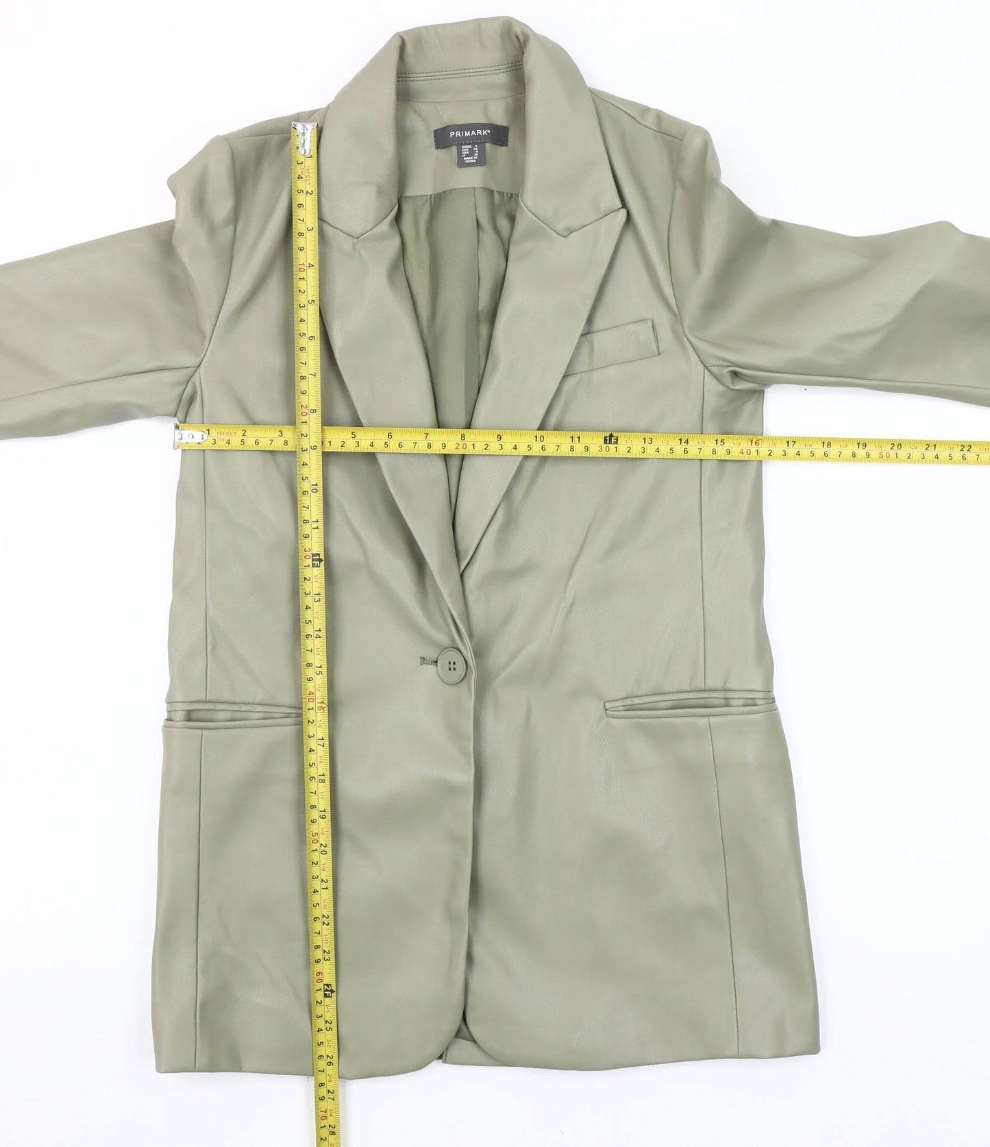 Primark Women’s Green Faux Leather Blazer Jacket Size 8