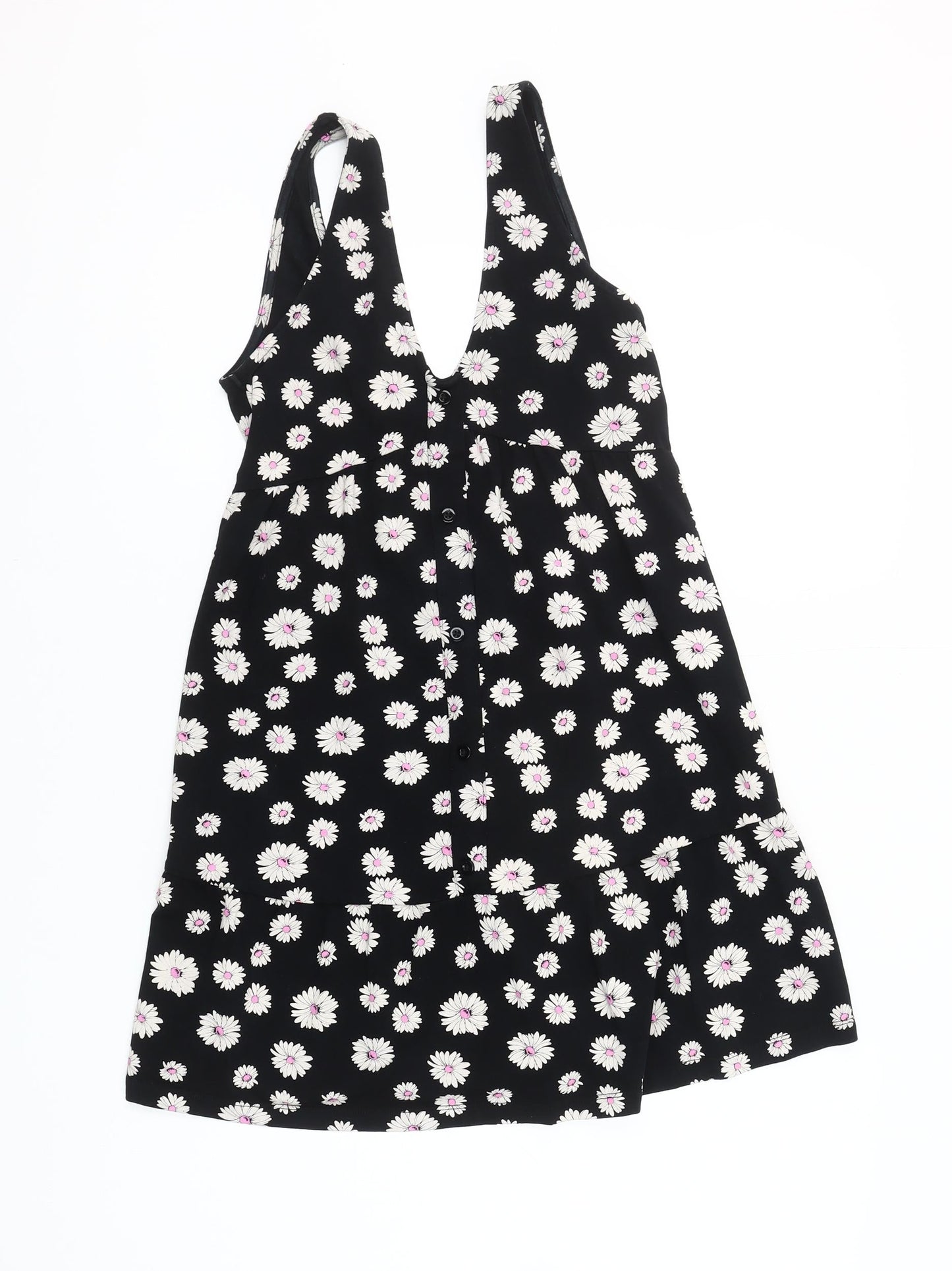 ASOS Women’s Black Floral Petite Dress Size 6 V-Neck Sleeveless