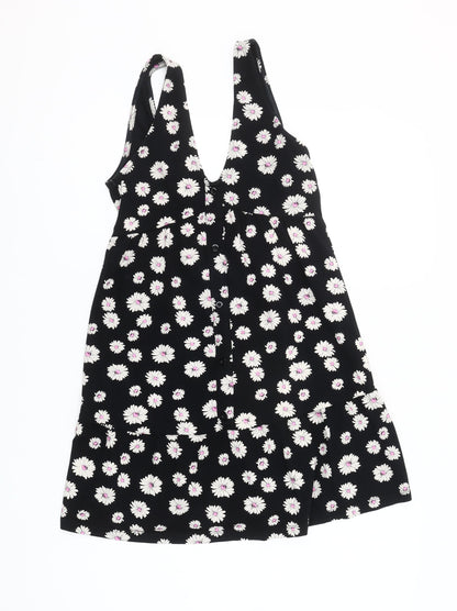 ASOS Women’s Black Floral Petite Dress Size 6 V-Neck Sleeveless