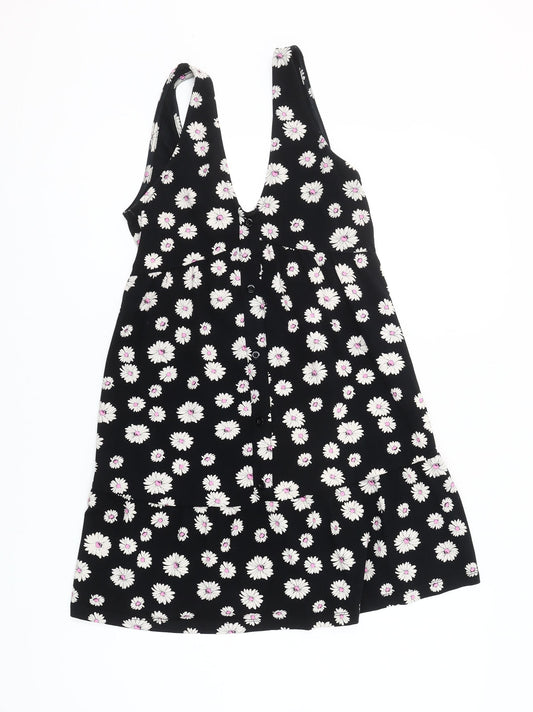 ASOS Women’s Black Floral Petite Dress Size 6 V-Neck Sleeveless