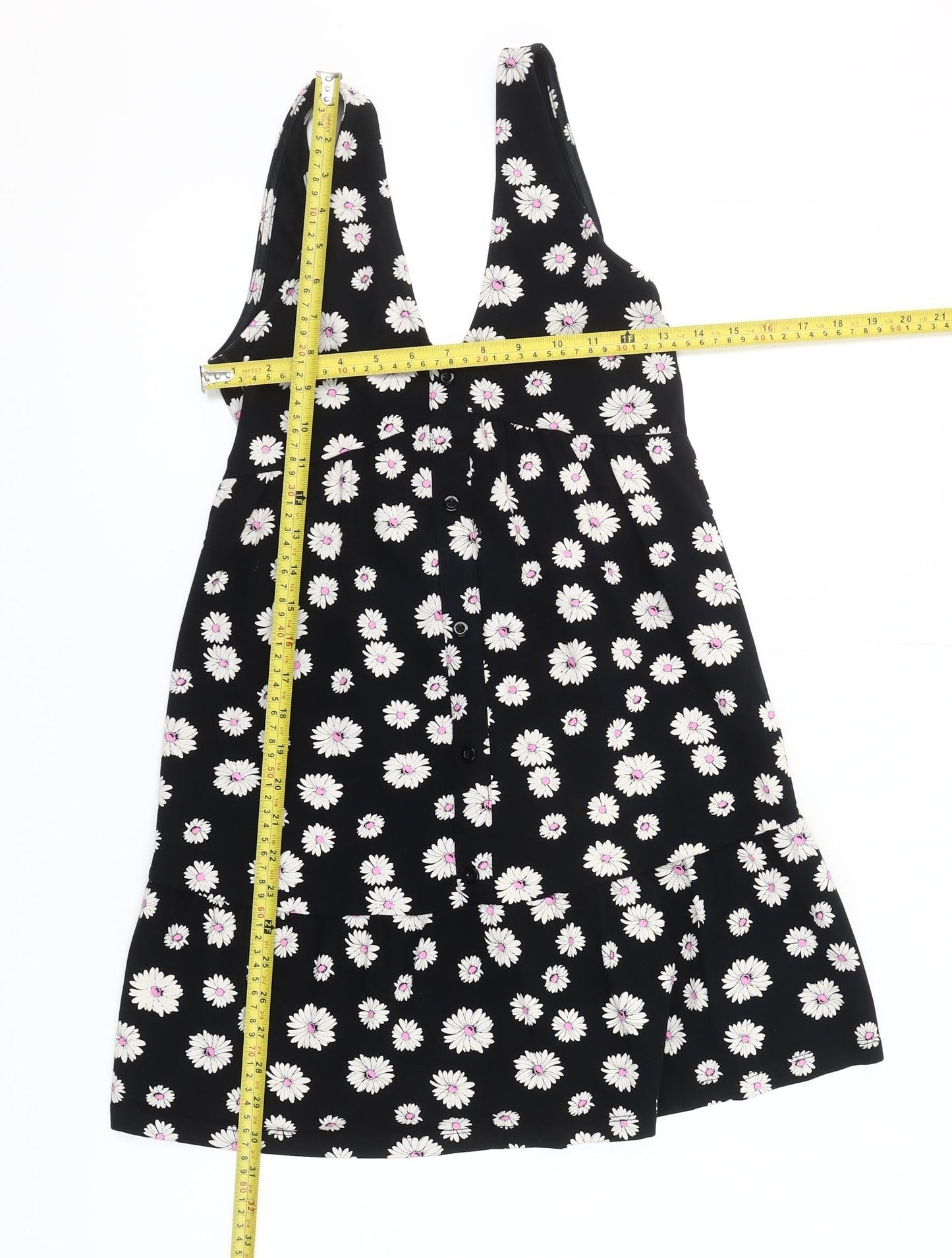 ASOS Women’s Black Floral Petite Dress Size 6 V-Neck Sleeveless