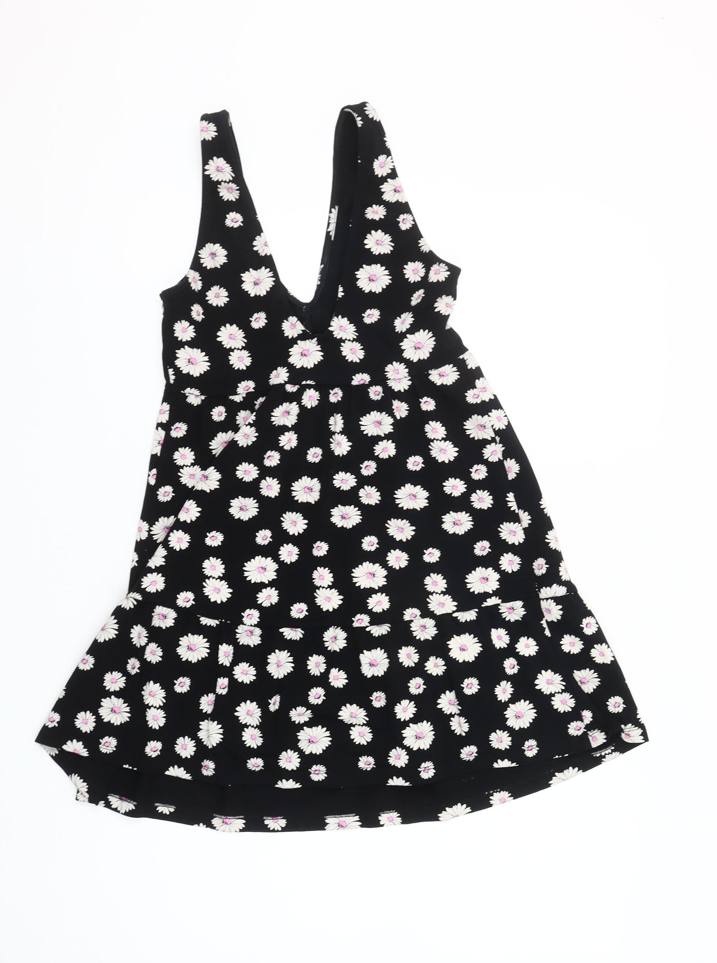 ASOS Women’s Black Floral Petite Dress Size 6 V-Neck Sleeveless