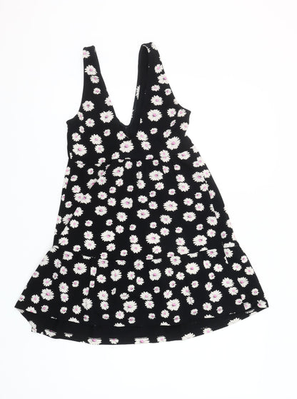 ASOS Women’s Black Floral Petite Dress Size 6 V-Neck Sleeveless