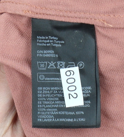 H&M Women Pink Viscose Shift Dress Size 10 Long Sleeve Casual
