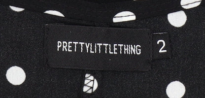 PrettyLittleThing Women’s Black Polka Dot Wrap Dress Size 2