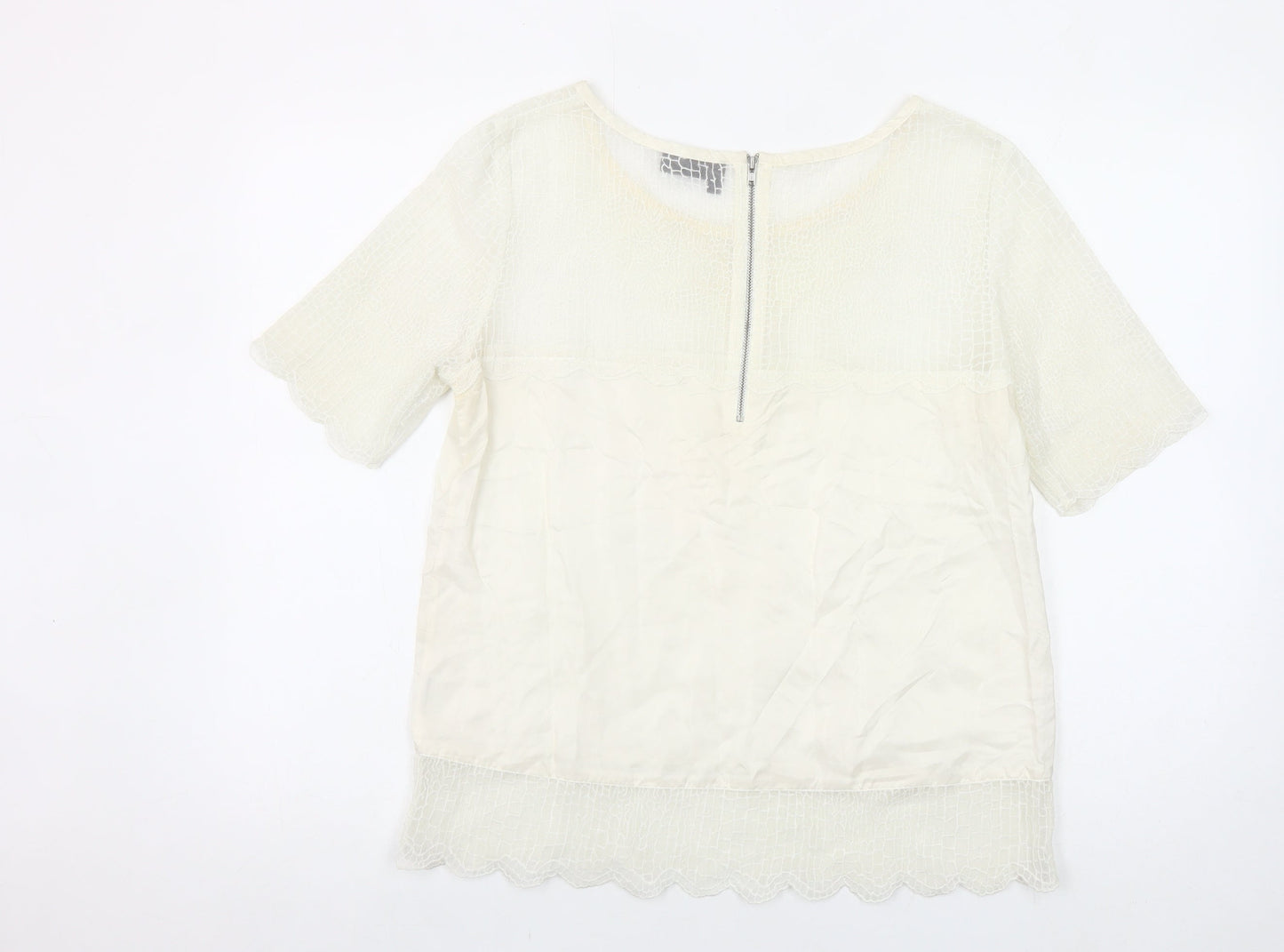 The Kooples Womens Ivory Lace Blouse XL Tunic Style Casual Top