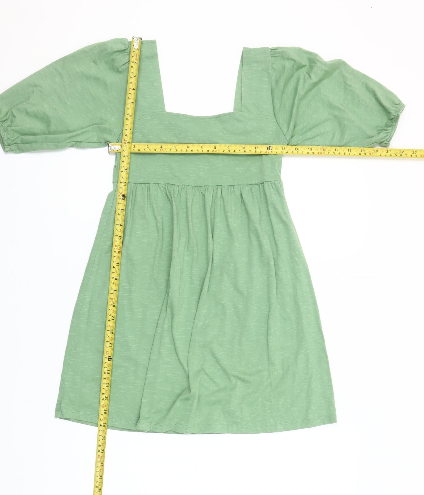 ASOS Women Green Size 2 A-Line Puff Sleeve Short Dress