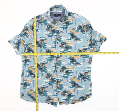 Marks and Spencer Men’s Blue Hawaiian Holiday Shirt L 41-43" Short Sleeve