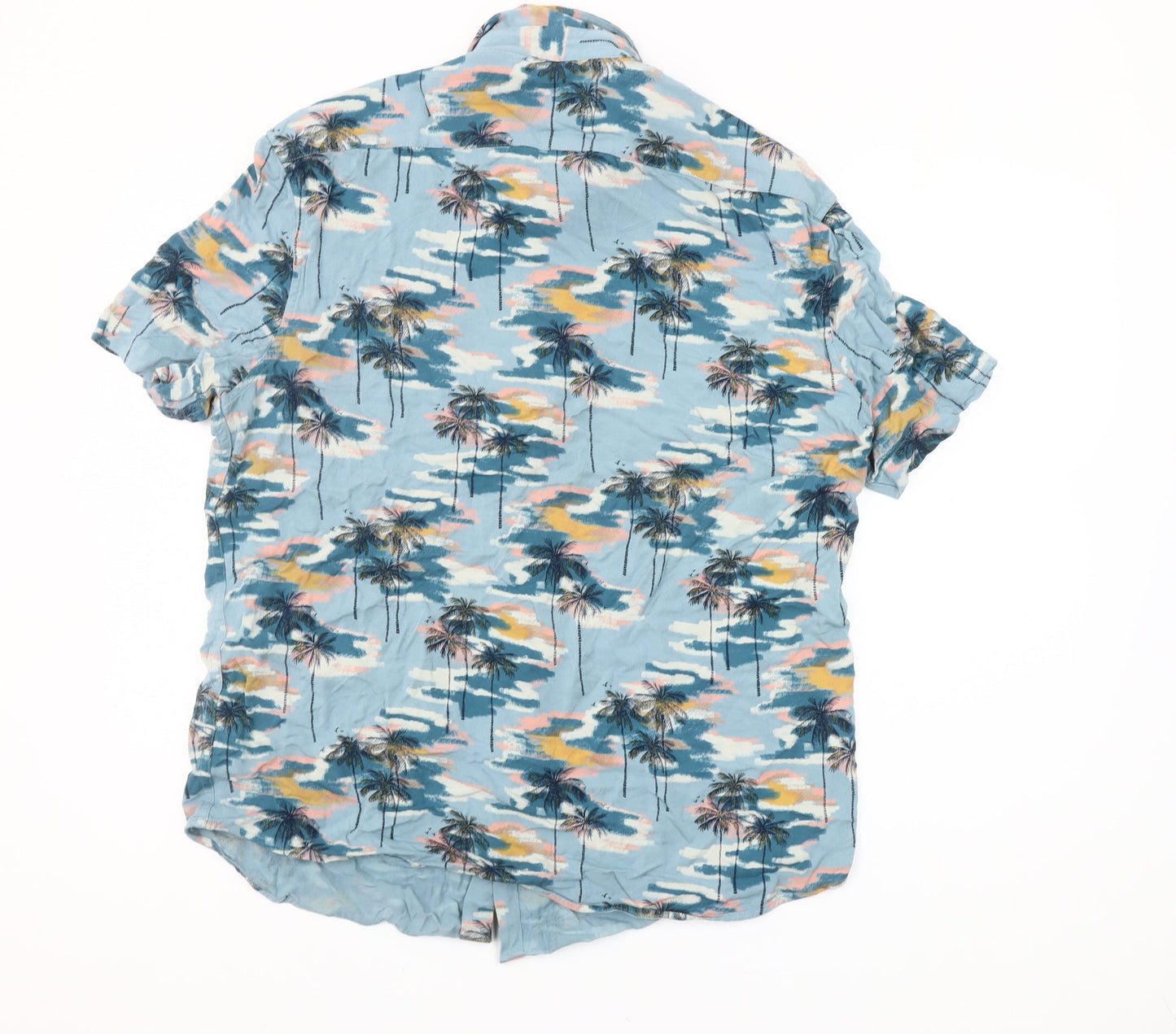 Marks and Spencer Men’s Blue Hawaiian Holiday Shirt L 41-43" Short Sleeve