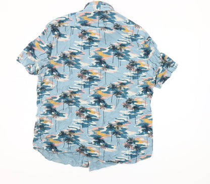 Marks and Spencer Men’s Blue Hawaiian Holiday Shirt L 41-43" Short Sleeve