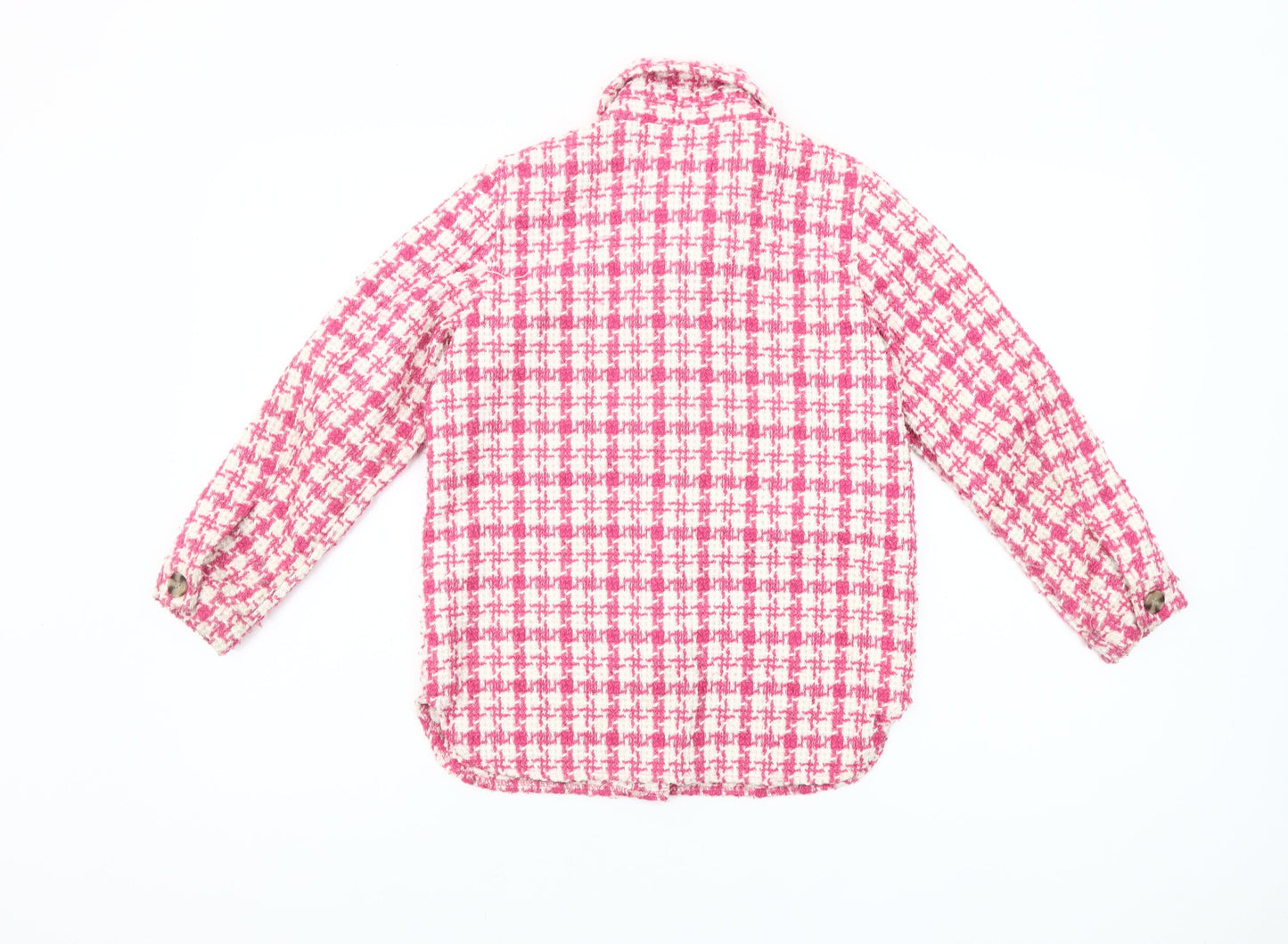 Matalan Girls Pink Houndstooth Shirt Jacket Age 9 Regular Fit