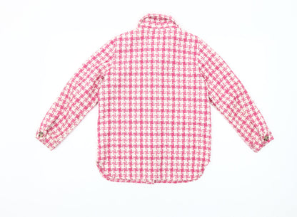 Matalan Girls Pink Houndstooth Shirt Jacket Age 9 Regular Fit