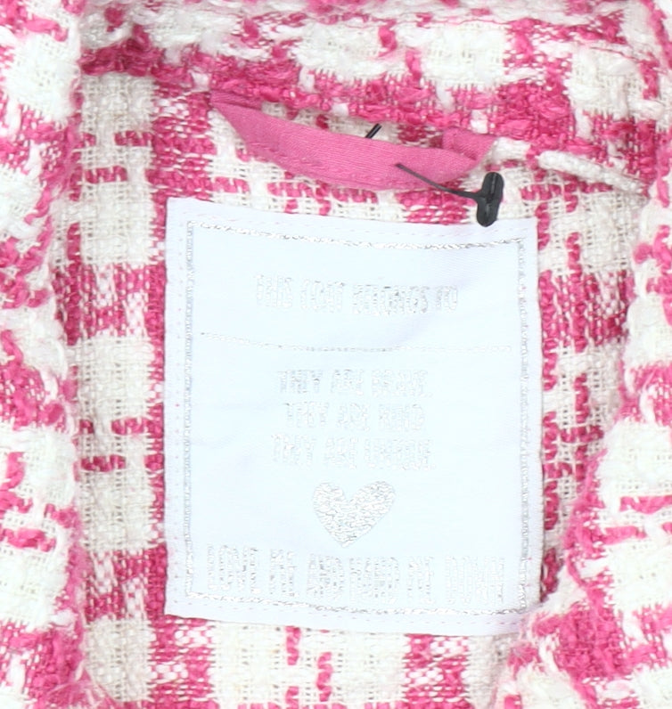 Matalan Girls Pink Houndstooth Shirt Jacket Age 9 Regular Fit