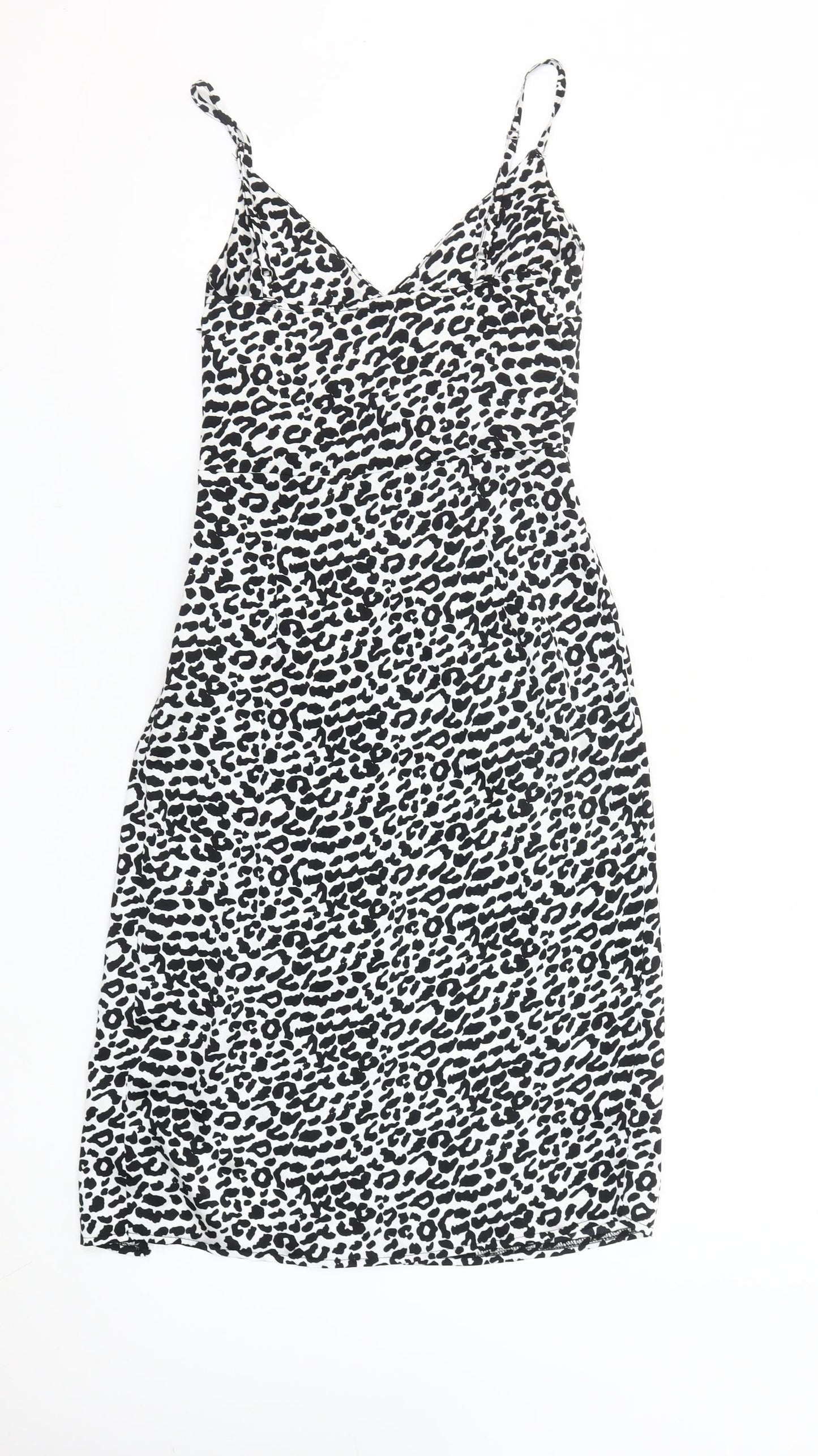 New Look Women’s Petite Black Leopard Print Knee Length Slip Dress UK 4
