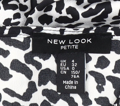 New Look Women’s Petite Black Leopard Print Knee Length Slip Dress UK 4