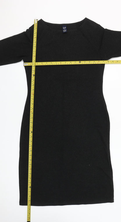 GAP Women’s Black Sheath Knee Length Dress Size M 3/4 Sleeve