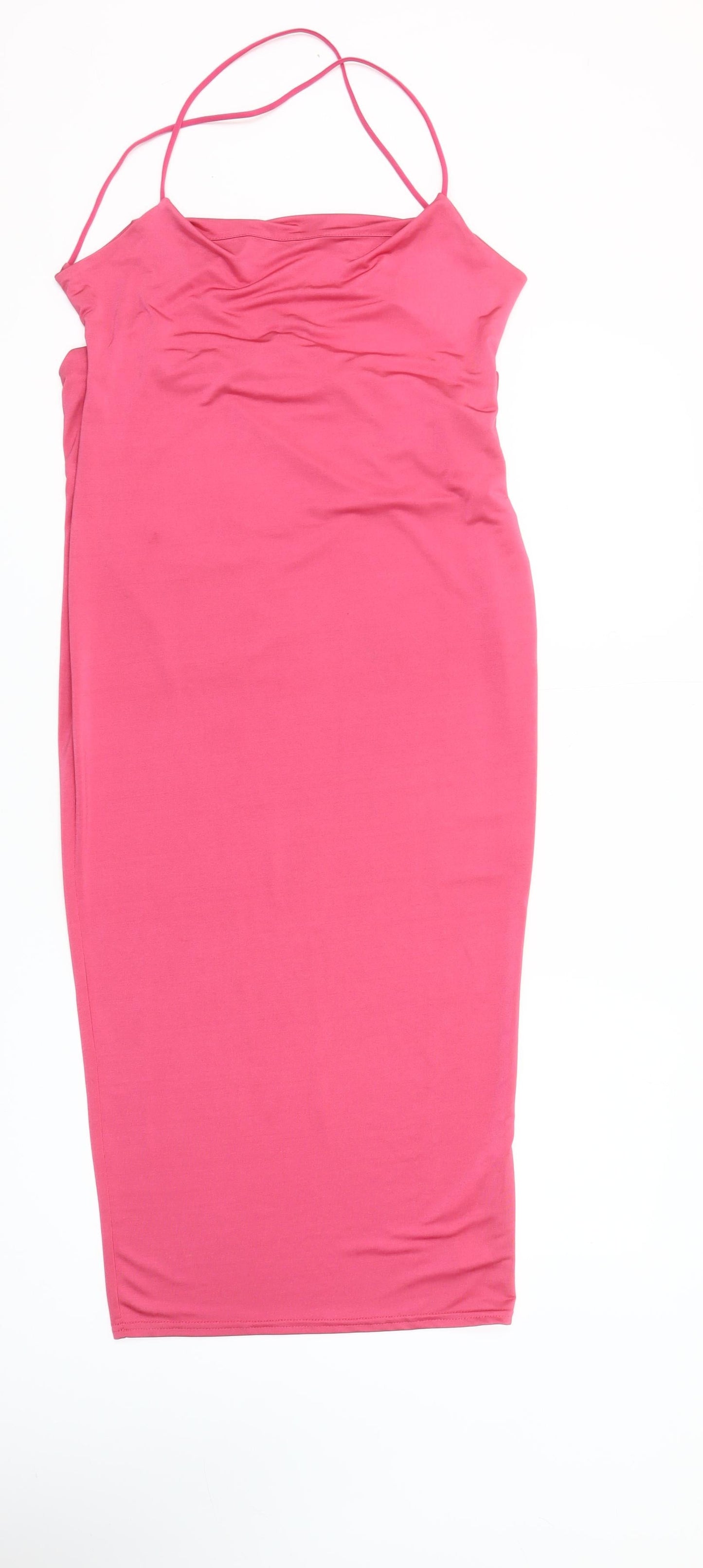 Missguided Women Pink Size 12 Midi Slip Dress Sleeveless Partywear