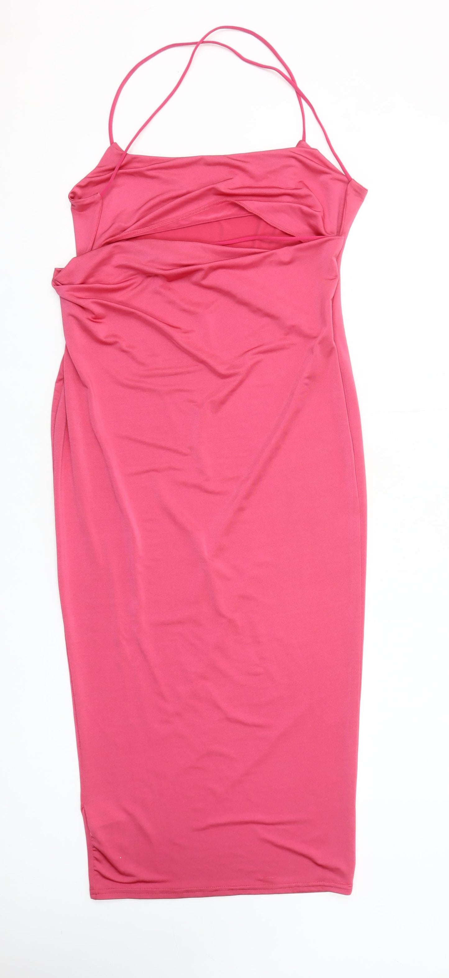 Missguided Women Pink Size 12 Midi Slip Dress Sleeveless Partywear