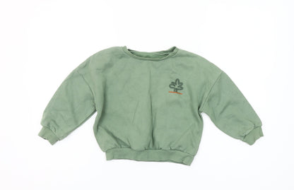 Dunnes Stores Girls Green Pullover Sweatshirt 4-5 Years Nature Print