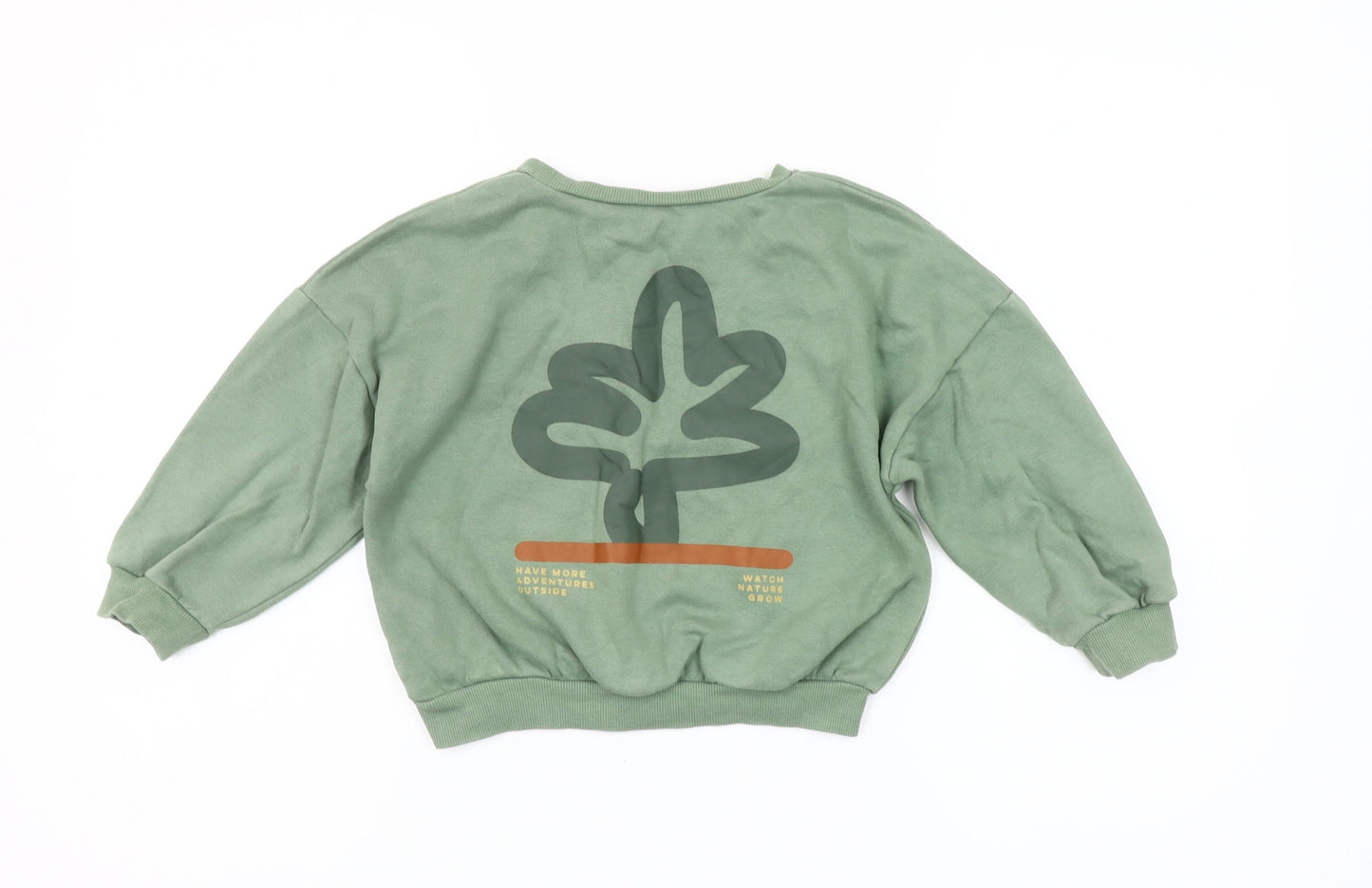 Dunnes Stores Girls Green Pullover Sweatshirt 4-5 Years Nature Print
