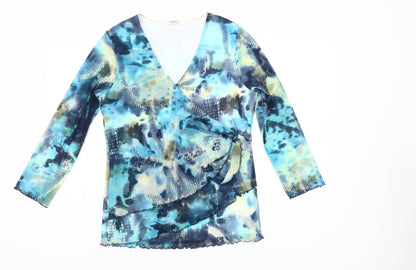 Avalon Womens Multicoloured Wrap Blouse Size 10 Long Sleeve