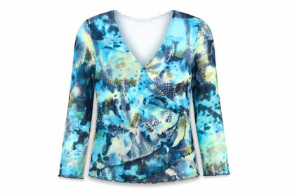 Avalon Womens Multicoloured Wrap Blouse Size 10 Long Sleeve
