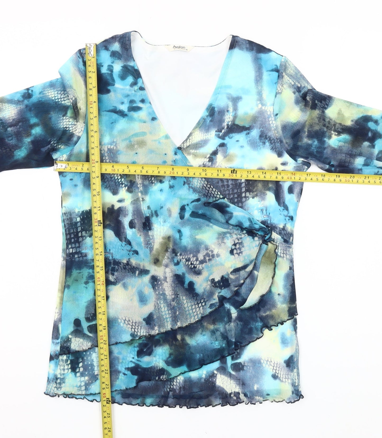Avalon Womens Multicoloured Wrap Blouse Size 10 Long Sleeve