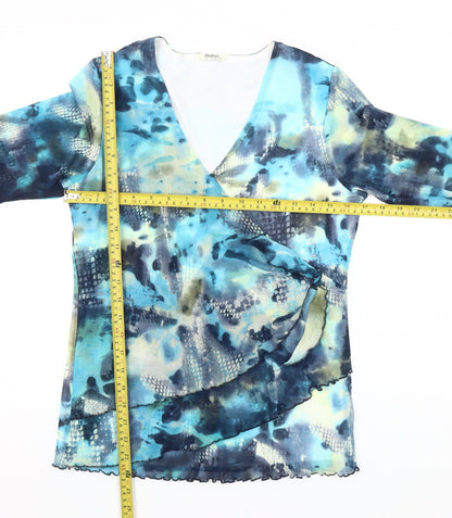 Avalon Womens Multicoloured Wrap Blouse Size 10 Long Sleeve