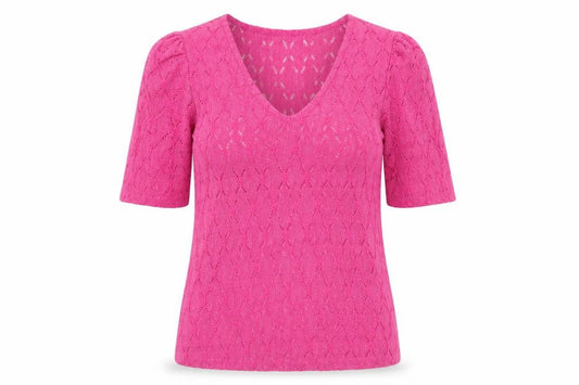 ONLY Womens Pink Size 8 V-Neck Puff Sleeve Blouse Top
