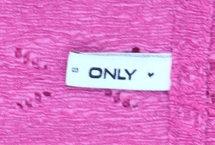 ONLY Womens Pink Size 8 V-Neck Puff Sleeve Blouse Top