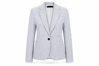 Zara Women Blue Striped Blazer Size 8 Slim Fit One Button