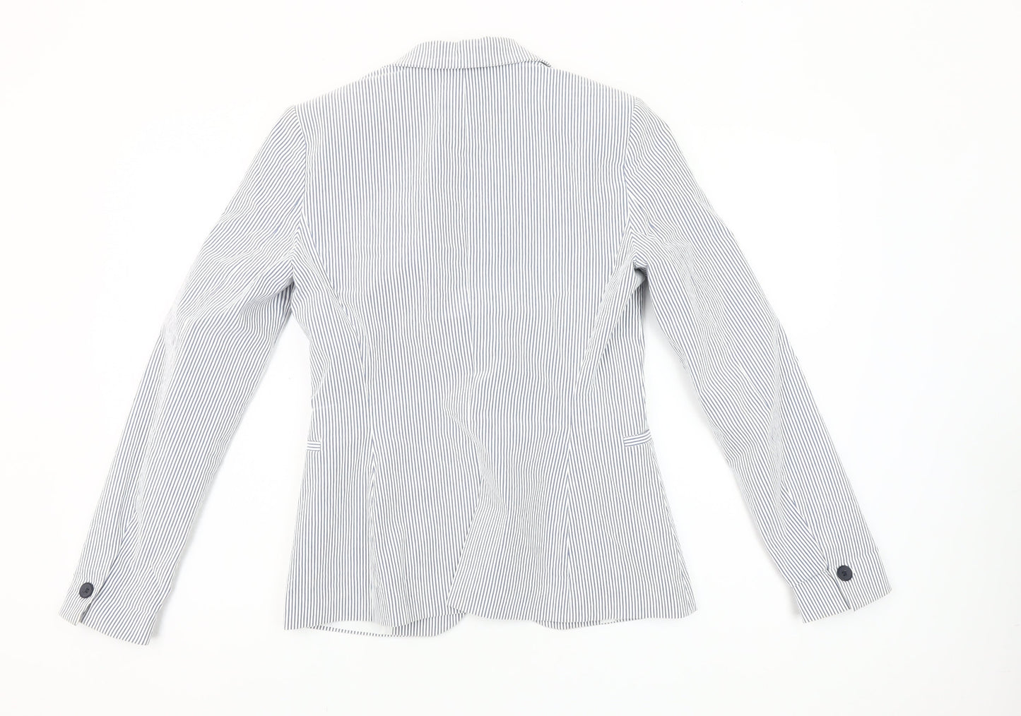 Zara Women Blue Striped Blazer Size 8 Slim Fit One Button