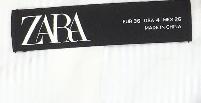 Zara Women Blue Striped Blazer Size 8 Slim Fit One Button