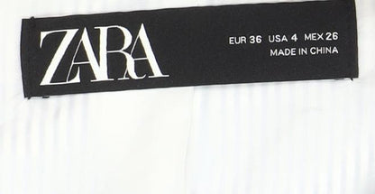 Zara Women Blue Striped Blazer Size 8 Slim Fit One Button