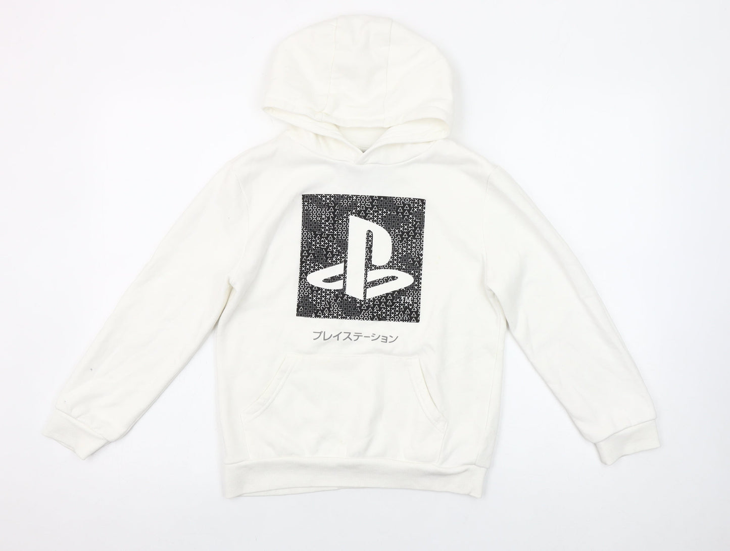 PlayStation Boys White Pullover Hoodie 9-10 Years Long Sleeve Gaming Logo