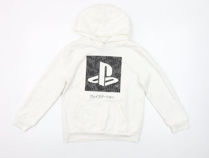 PlayStation Boys White Pullover Hoodie 9-10 Years Long Sleeve Gaming Logo