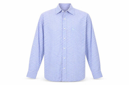 Marco Capelli Men's Blue Medium Check Long Sleeve Button-Up Shirt
